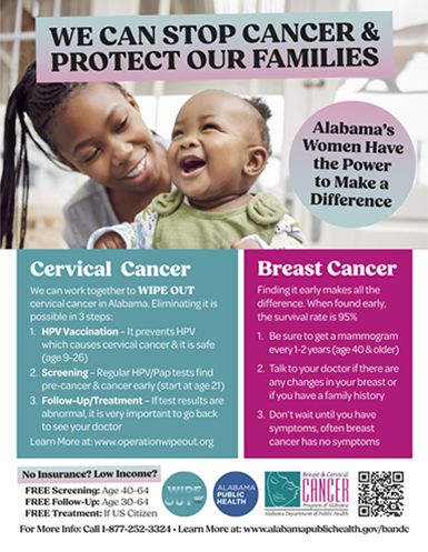 ABC flyer with cervical and breast cancer information