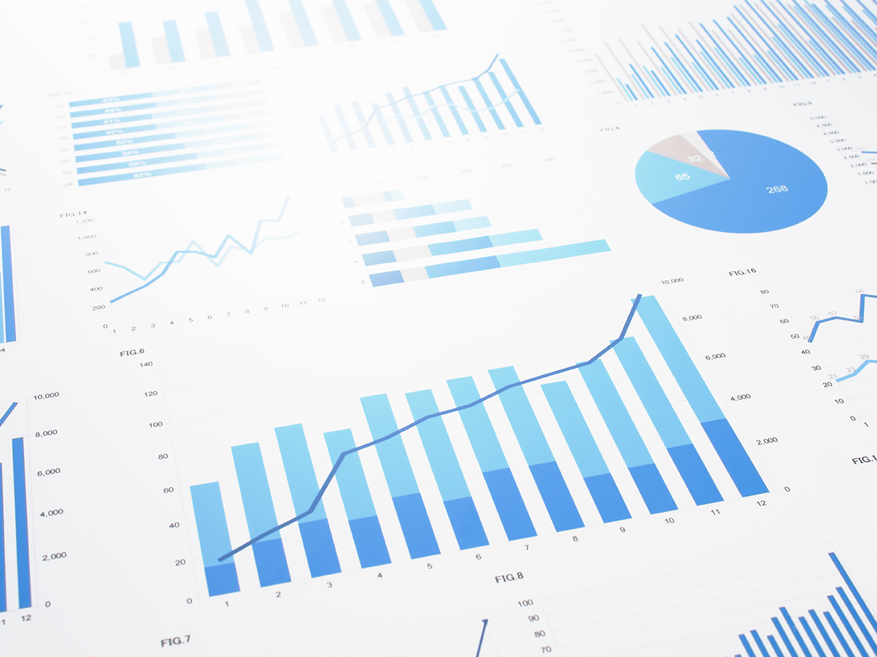 Concept image of data gathering and statistical working.
