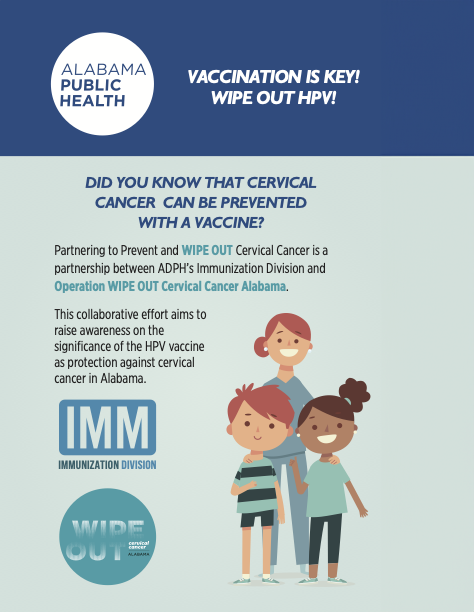 Page 1 from Vaccination Is Key - Wipe Out HPV Flyer